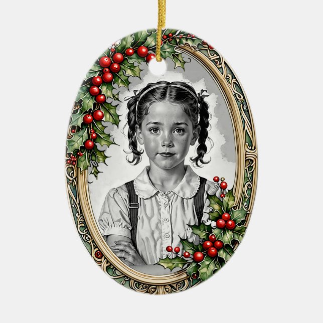 Custom Foto zweiseitig heilige gerahmte Weihnachte Keramik Ornament (Vorne)