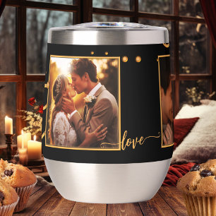 Custom Fotos Black Gold Wedding Insulated Tumbler