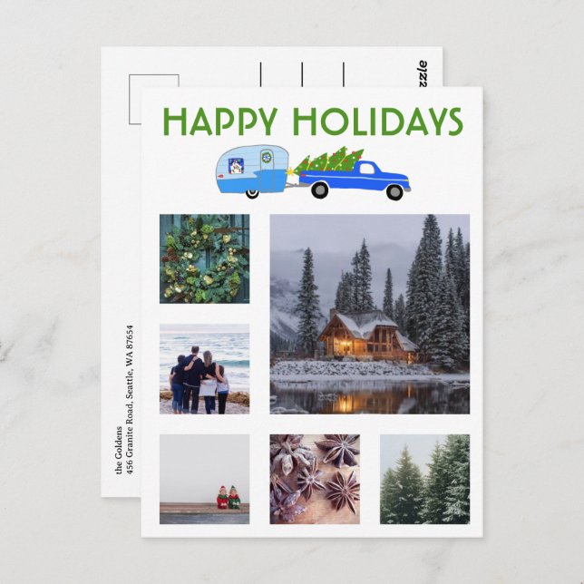 CUSTOM FOTOS LKW Campingplatz Weihnachtsfeiertag Postkarte (Vorne/Hinten)