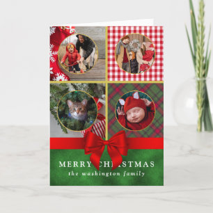 Custom Four Fotos Family Weihnachtskarte Feiertagskarte