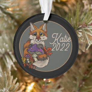 Custom Fox Ornament mit Herbst Toadstools