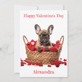 Custom French Bulldog Hearts in Basket Valentine Feiertagskarte