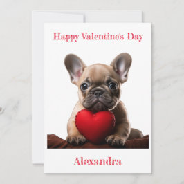 Custom French Bulldog Holding Heart Valentine Feiertagskarte