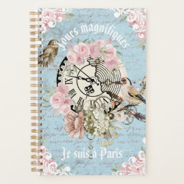 Custom French Ephemerwork Birds Blume blau Planer