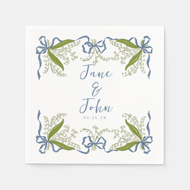 Custom French Floral Wedding Napkins Serviette (Vorderseite)