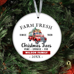 Custom Fresh Vintag Red Truck Weihnachten Keramik Ornament