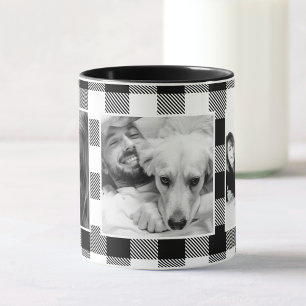 Custom Friends Foto Buffalo Kariertes Muster Weiß Tasse
