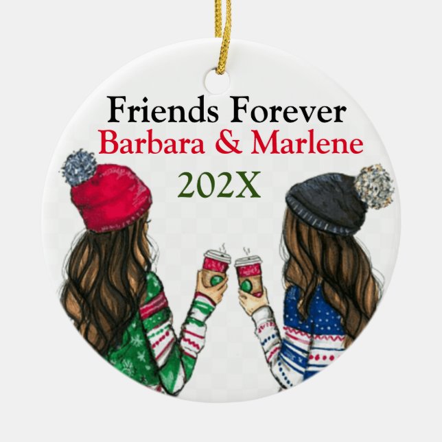 Custom Friendship Weihnachtsbaum Keramik Ornament (Vorne)