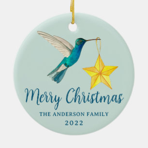 Custom FroChristmas Hummingbird und Star Keramik Ornament