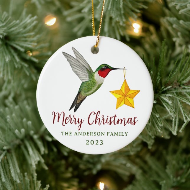 Custom FroChristmas Hummingbird und Star Keramik Ornament (Baum)