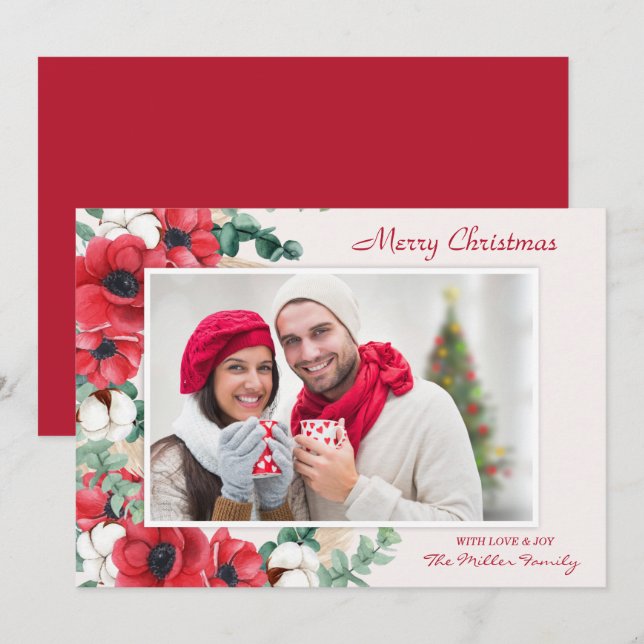 Custom Frohe Weihnachten Blumengebäck Foto (Vorne/Hinten)