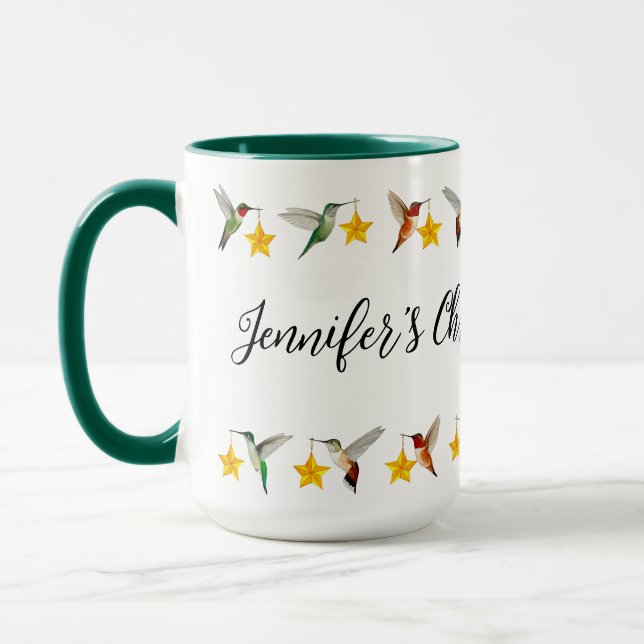 Custom Frohe Weihnachten Hummingbirds Tasse (Links)