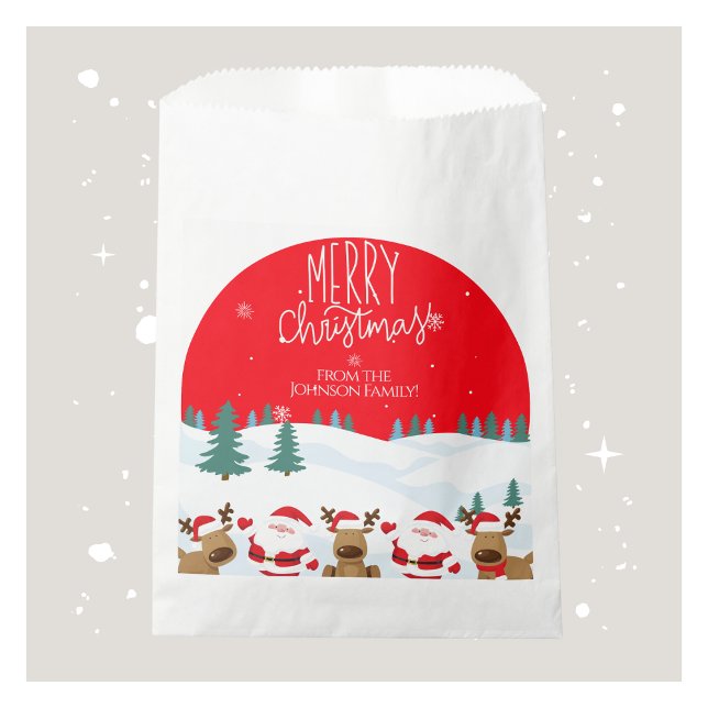 Custom Frohe Weihnachts Gefälligkeitstaschen mit F Geschenktütchen (Custom Merry Christmas Favor Bags with Family Name)