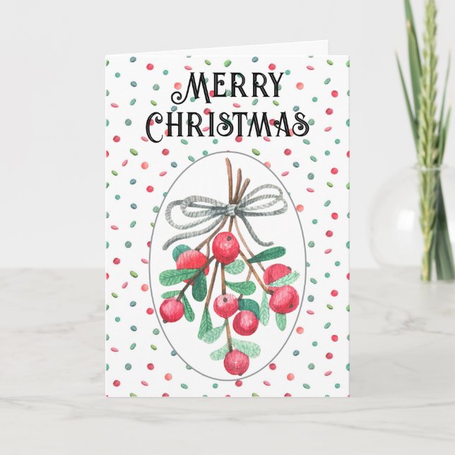 Custom, frohe Weihnachts-Mistletoe Feiertagskarte (Vorderseite)