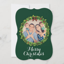 Custom Frohe Weihnachts-Wreath-Familie Foto Feiertagskarte