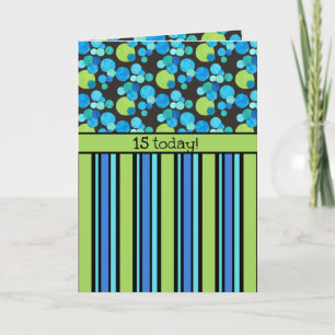 Custom Front Birthday Card: Blue Moons and Stripes Karte