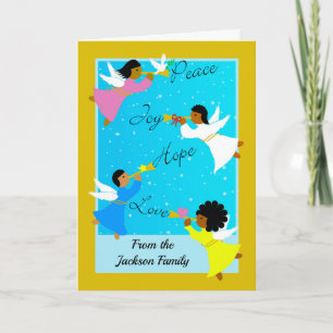 Custom Front Christmas mit Multikulturellen Engeln Karte