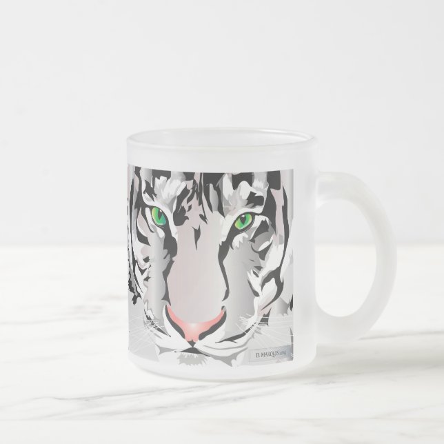 CUSTOM FROST TASSE-TIGER-WHITE/GRAY MATTIERT GLASS MATTGLASTASSE (Rechts)