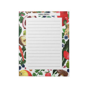 CUSTOM Fruit Veggie Wasserfarben Lebensmittelgesch Notizblock