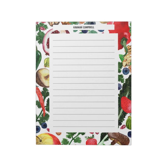 CUSTOM Fruit Veggie Wasserfarben Lebensmittelgesch Notizblock (Rotiert)