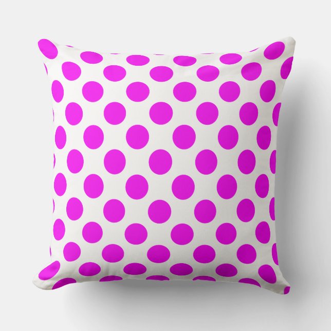 Custom Fuchsia Pink Polka DotThrow Kissen (Vorderseite)