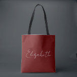 Custom Fügen Sie Ihren eigenen Namen Typografie Du<br><div class="desc">Ersetzen Sie den Text Ihres Skriptnamens hier Elegante moderne minimalistische Design Vorlage dunkelrote Shopping Shoulder Tote Bag.</div>