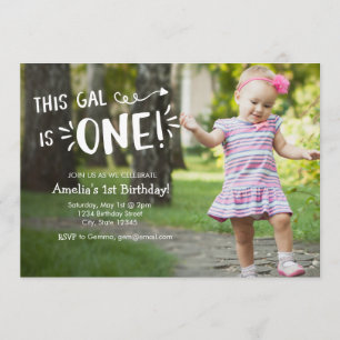 Custom Full Foto Girl Erster Geburtstag Einladung