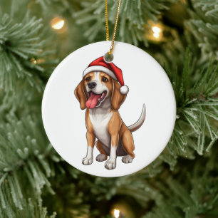 Custom Fun Beagle Weihnachtshund Keramik Ornament