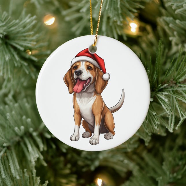 Custom Fun Beagle Weihnachtshund Keramik Ornament (Baum)