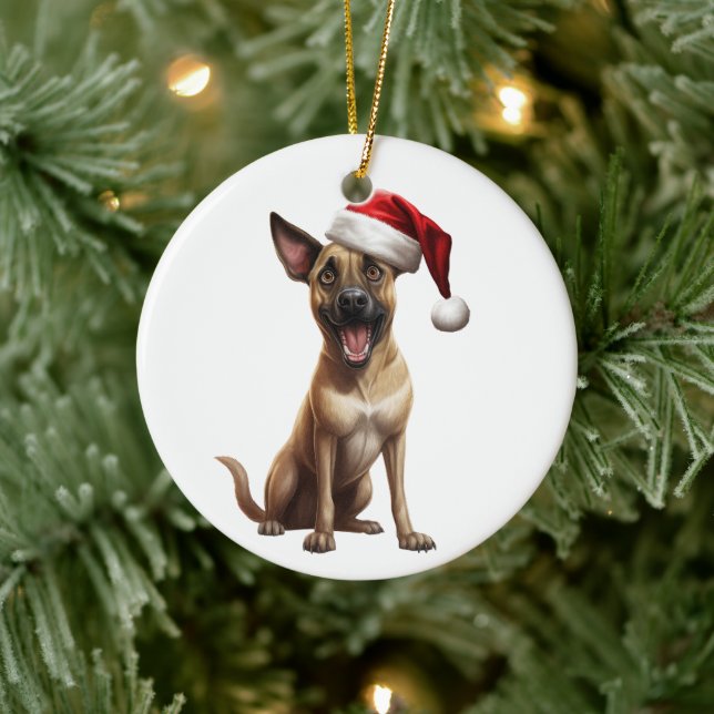 Custom Fun Belgischer Malinois Hund Keramik Ornament (Baum)