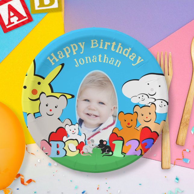Custom Fun Cute Animals Birthday Party Pappteller (Von Creator hochgeladen)