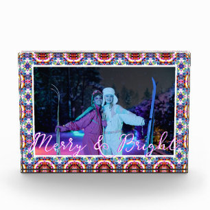 Custom Fun Frohe Weihnachten Blue Pink Beste Freun Fotoblock