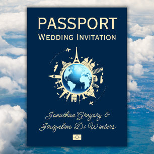 Custom Fun Globe Reisepass Hochzeit Einladung