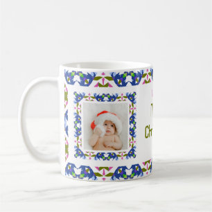 Custom Fun Jolly Blue Weihnachtsmuster Foto Tee Kaffeetasse