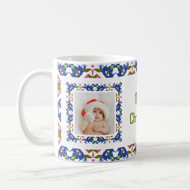 Custom Fun Jolly Blue Weihnachtsmuster Foto Tee Kaffeetasse (Links)