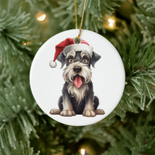 Custom Fun Miniatur Schnauzer Weihnachtshund Keramik Ornament