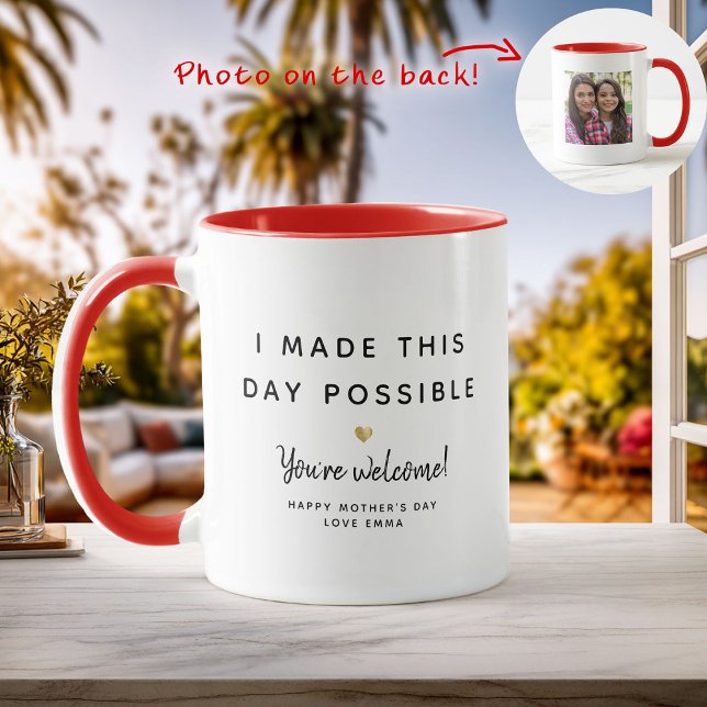 Custom Fun Mother's Day Foto Spaß Gold Heart Tasse (Von Creator hochgeladen)