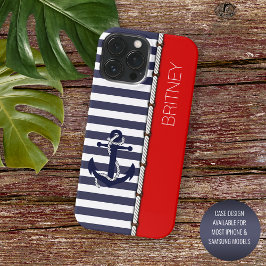 Custom Fun Navy Blue Streifen hell rot Case-Mate iPhone Hülle