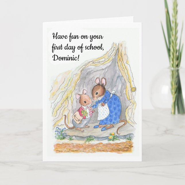 Custom Fun Niedlich Mouse Viel Glück Neue Schule Karte (Vorderseite)