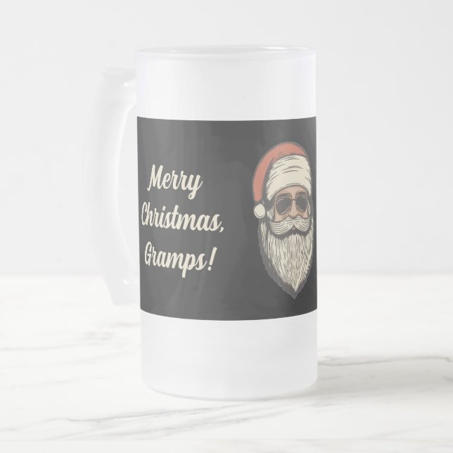 Custom Fun Retro Vintage Sonnenbrille Weihnachten Mattglas Bierglas (Vorderseite Links)