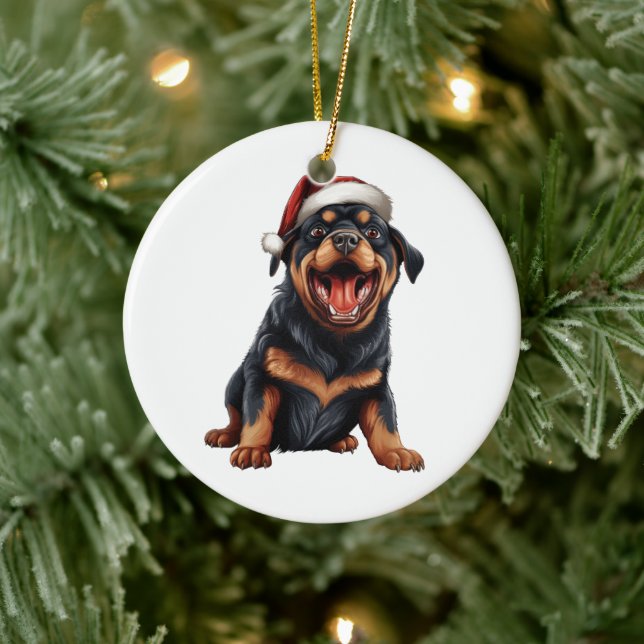 Custom Fun Rottweiler Weihnachtshunde Zucht Keramik Ornament (Baum)