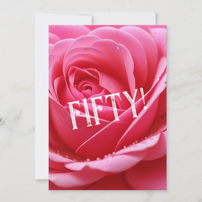 CUSTOM FÜNFZIGER GEBURTSTAG ROTE ROSE BLUME EINLADUNG (Vorderseite)