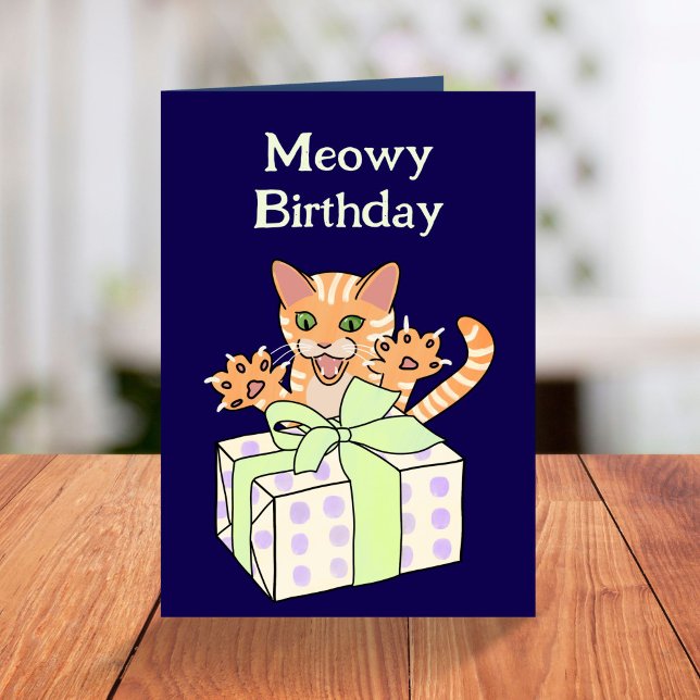 Custom Funny Birthday Cat Cartoon Karte (Von Creator hochgeladen)