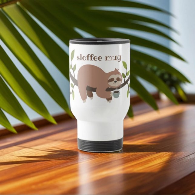 Custom Funny Cartoon Sloth Travel Mug Reisebecher (Von Creator hochgeladen)