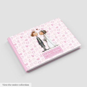 Custom Funny Cartoon Wedding Couple Gästebuch