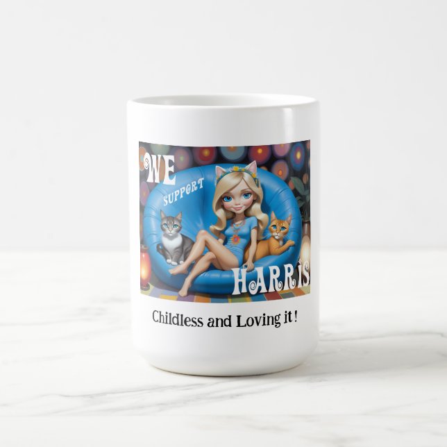Custom Funny Childless Cat Ladys KAMALA 2024 Kaffeetasse (Mittel)