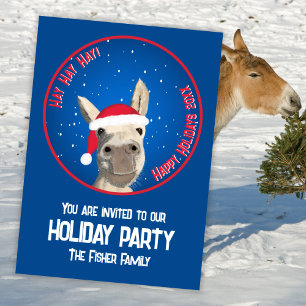 Custom Funny Donkey Santa Pun 2025 Urlaub Einladung