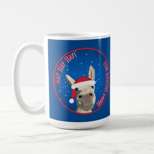 Custom Funny Donkey Santa Pun 2025 Urlaub Kaffeetasse (Links)