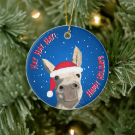 Custom Funny Donkey Santa Pun 2025 Urlaub Keramik Ornament