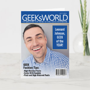 Custom Funny Fake GeeKsWorld Magazine Birthday Car Karte